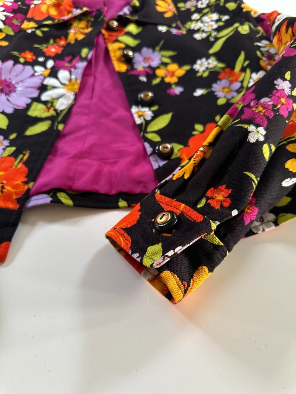 Vintage Floral Cropped Jacket XS | 70s Inspired Statement Jacket - Picture 8 of 9